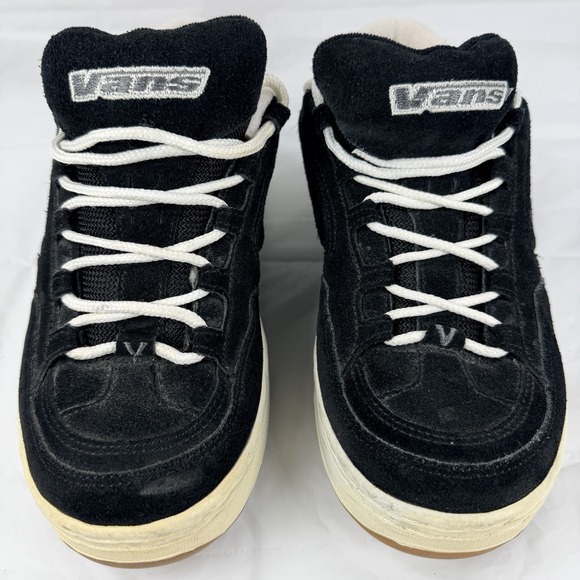 Womens Vtg Y2K Vans Chunky Puffy Skate Shoes Fat Tongue Black Sz 8 Suede Grunge - Picture 10 of 13